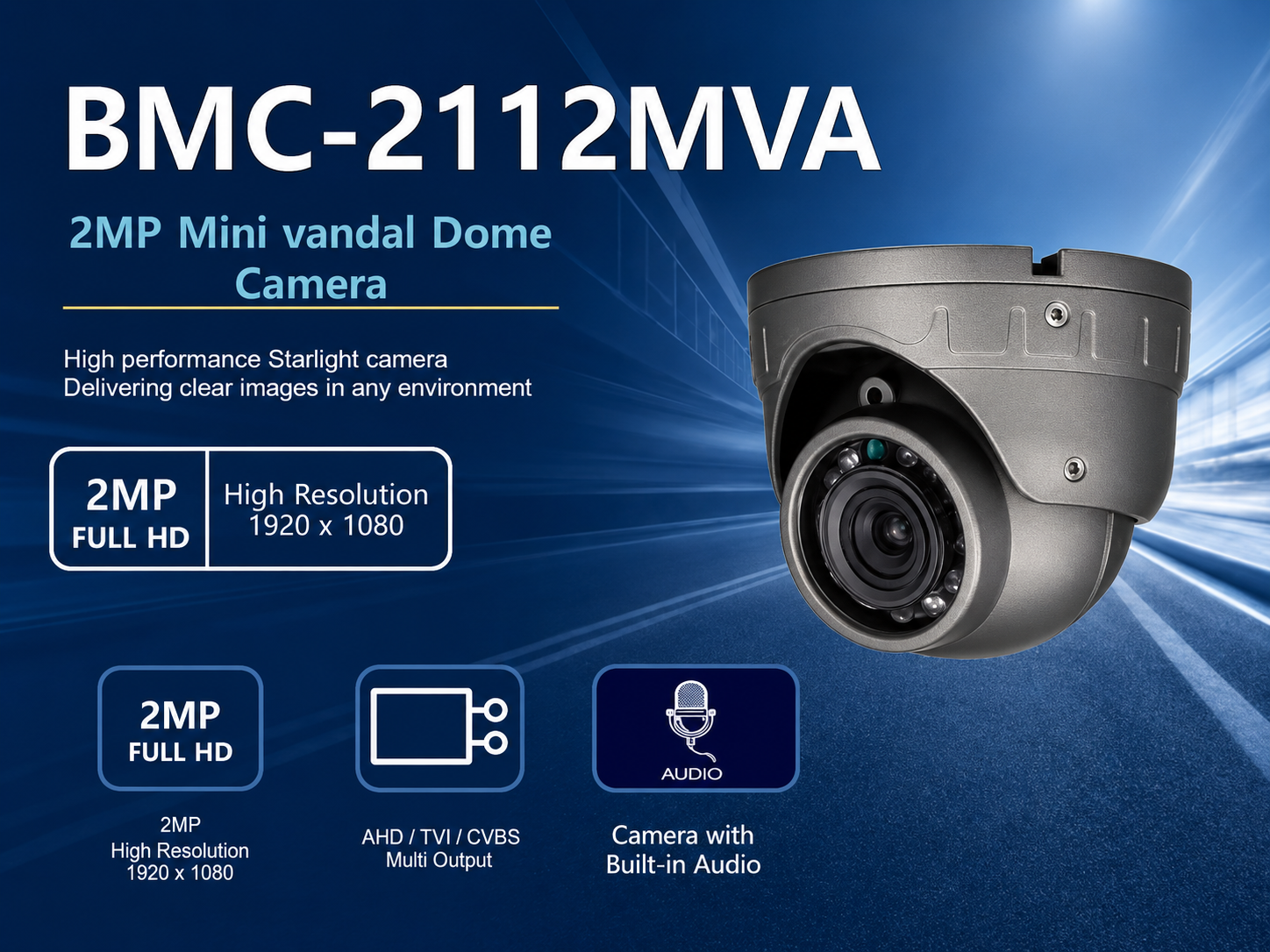 BMC-2112MVA 2MP Mini vandal Dome Camera